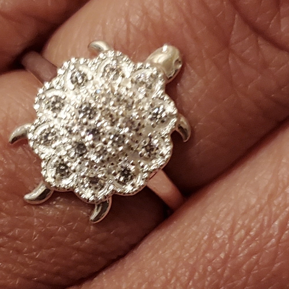 Diamond Sterling Silver Turtle Ring 0.5 ctw - Picture 8 of 10